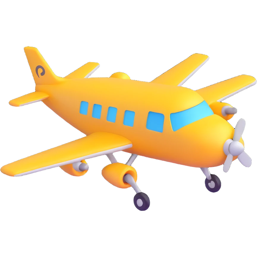an airplane taking off, 3D emoji style emoji