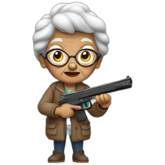 Grandma with a gun emoji
