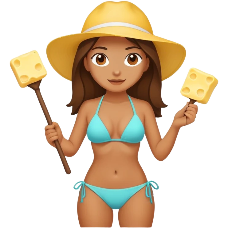 Hot girl in bikini holding butter emoji