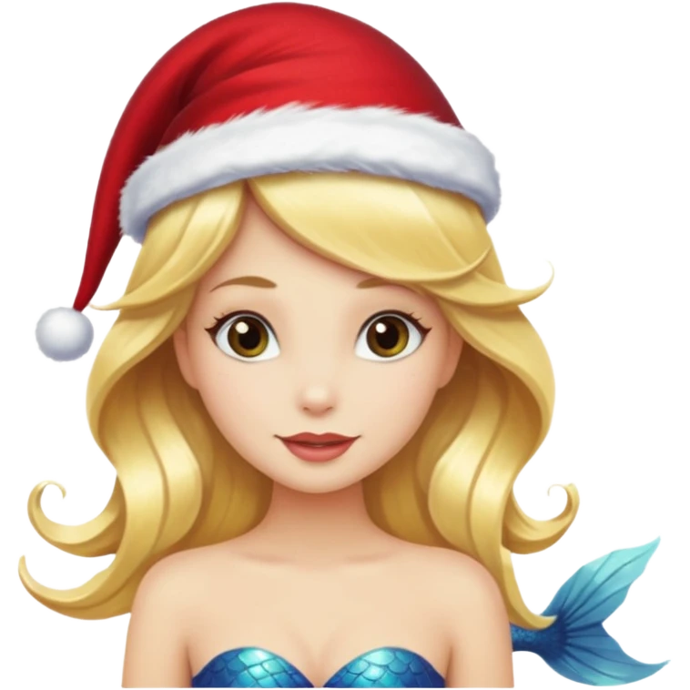blonde mermaid with christmass hat emoji