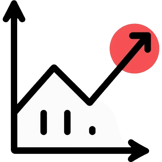 A graph with a downward trend and a painful spot marked, business pain point emoji