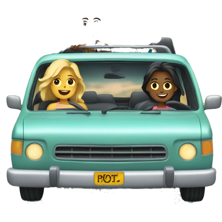 2 girls and 2 guys on a road trip emoji