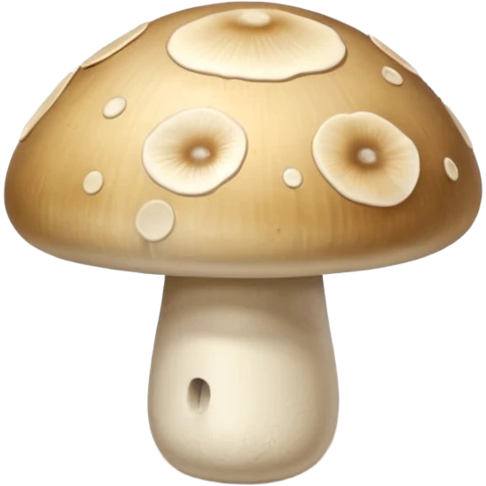 button mushroom, single, whole, three-quarter angle, smooth cap, short stem, off-white, pale beige, soft shadows, 3D clean style, transparent background, optimized for emoji size emoji