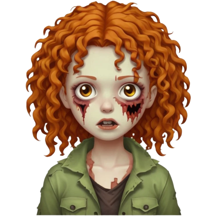 Ginger curly hair zombie girl with Brown eyes  emoji