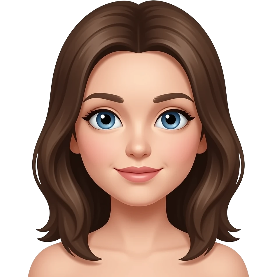 Beautiful girl brown hairstyle blue eyes emoji