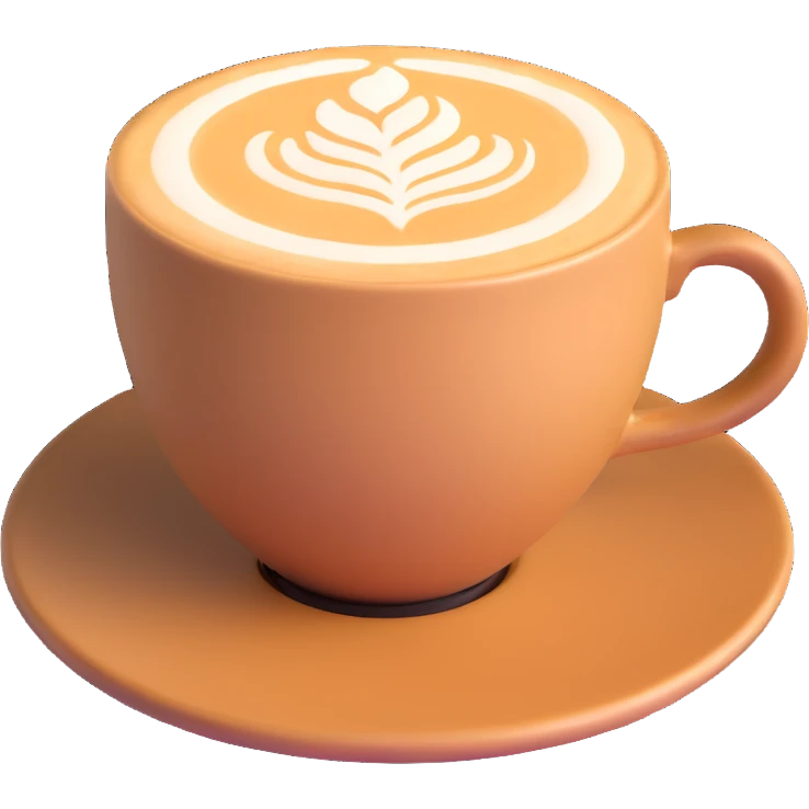 expensive artisanal latte in a cafe from upward view perspective, latte art, fancy coffee drink emoji