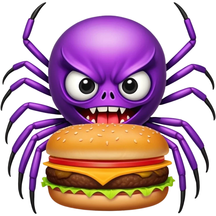Purple spider eating a cheeseburger  emoji