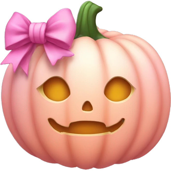 Light pink soft Pumpkin with a pink bow emoji