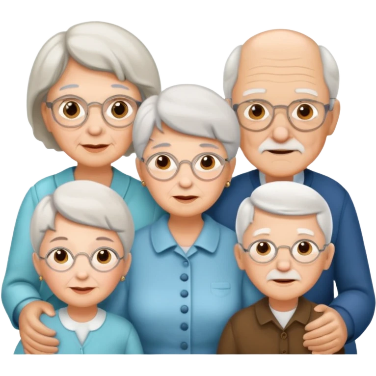 All white grandma and grandpa with 2 girls and 2 boys emoji