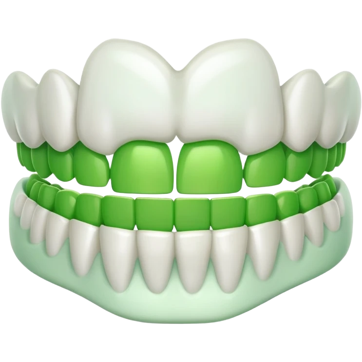 teeth with bright green braces emoji