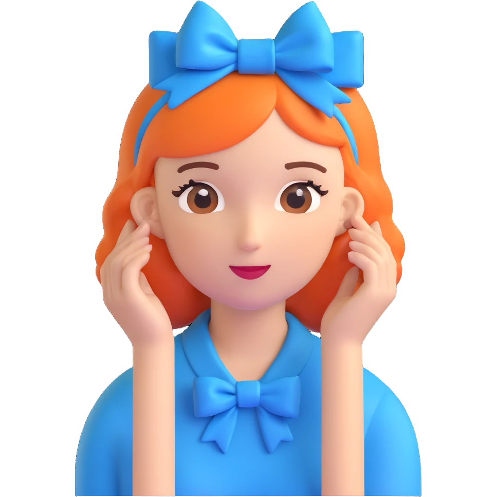 woman wearing a blue bow on her head emoji