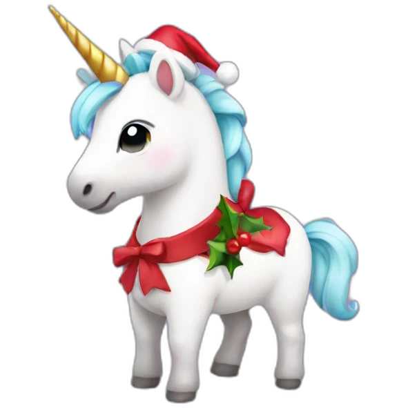 Cute unicorn with Christmas clothes emoji