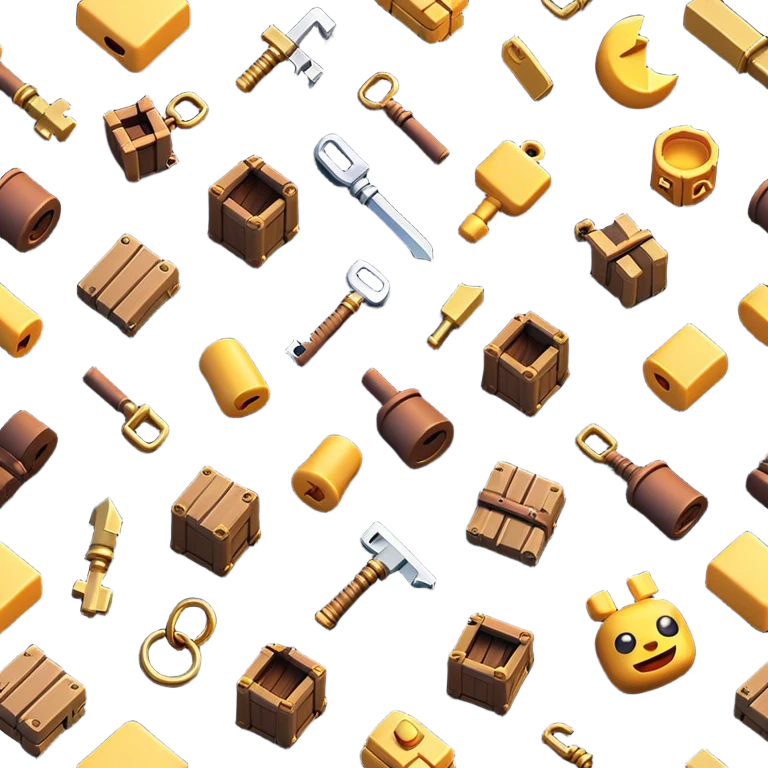 Clash of Clans aesthetic: Cinematic Playful Pixel 3D Key Emoji, rendered in a 3D vector-style similar to standard emojis with minimal shading and bold, simplified shapes. A compact, distinct form with signature details, softly glowing with a pixelated adventure charm. Simplified yet unmistakably iconic, highly detailed and consistent, glowing with a soft radiance and high shine. Stylized with a touch of classic pixel-art charm and a soft glowing outline, capturing the essence of a beloved gaming relic with a friendly, playful manner! emoji