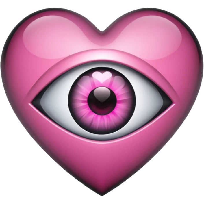 A black heart crystal with a pink eye in the center emoji
