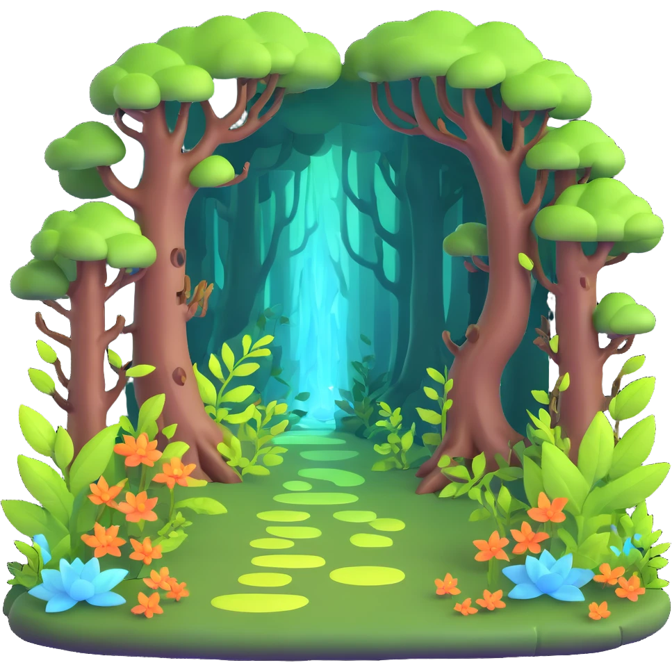 enchanted forest with glowing plants and magical atmosphere emoji