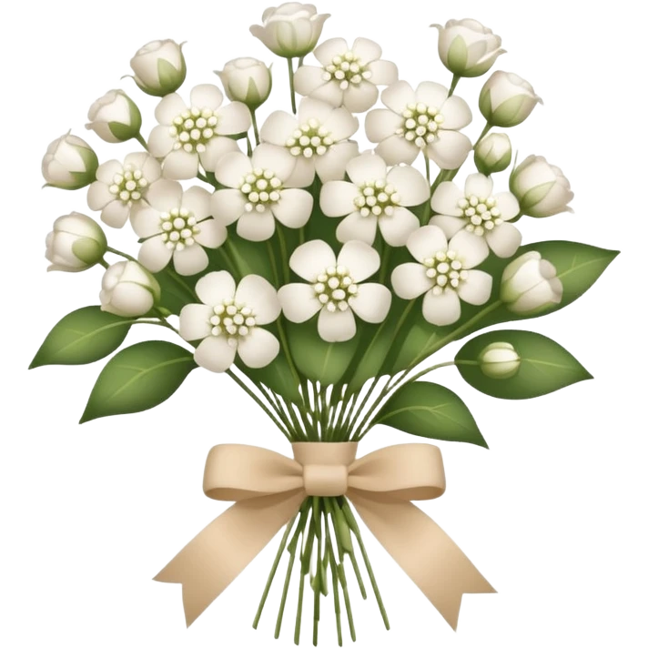 bouquet of white  gypsophila flowers with beige ribbon emoji