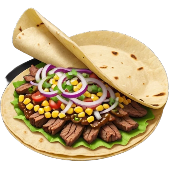 Taco on a black plate,nice onion on top emoji