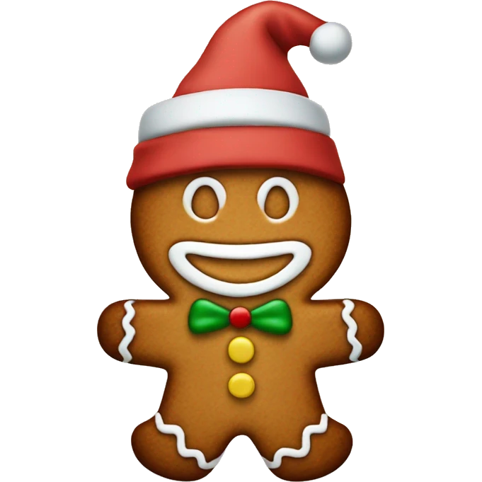 gingerbread man with a christmas hat emoji