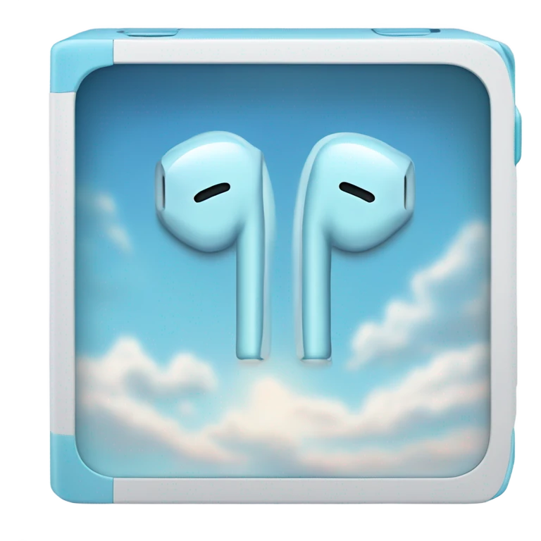 Light blue sky iPod earphones box half open emoji