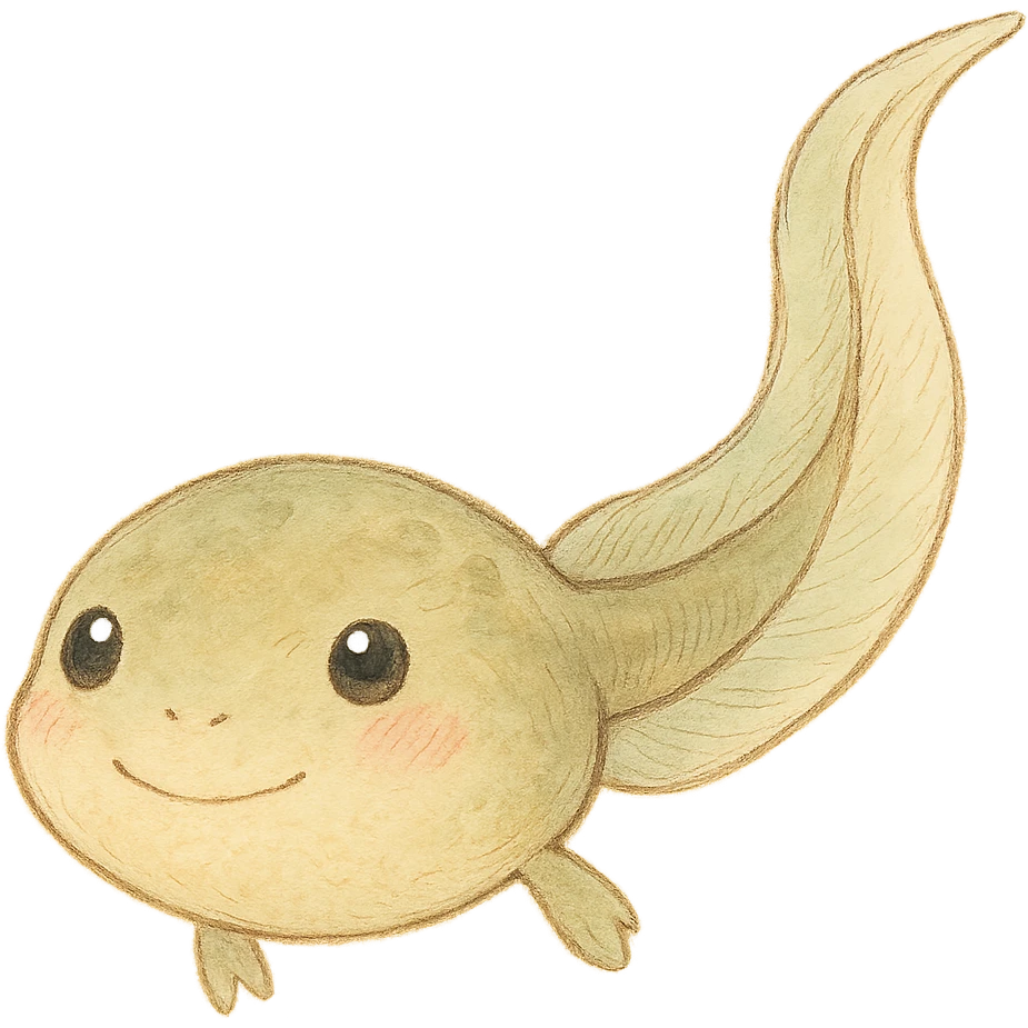tadpole, soft colors, gentle emoji