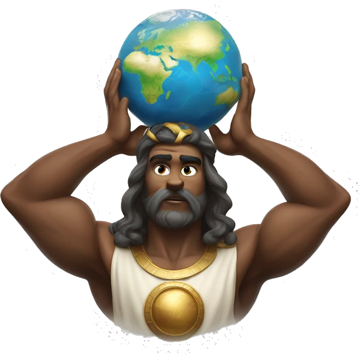 An emoji of Atlas, the mythological figure, depicted holding up the globe on his shoulders, symbolizing strength and endurance emoji