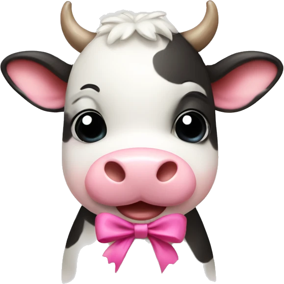 Cute cow with pink bow emoji