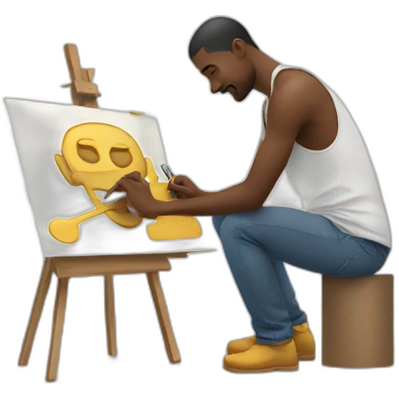 man creating artwork emoji