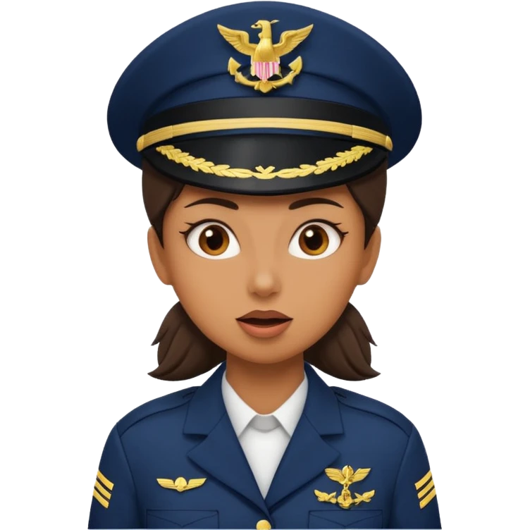 Female navy soldier, crazy face. emoji