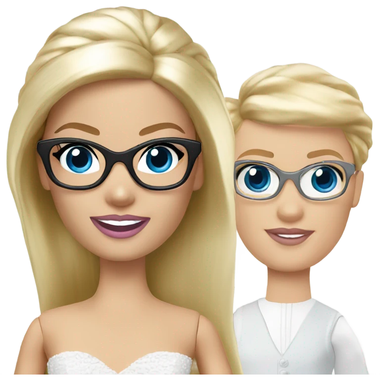 Barbie bride blonde hair blue eyes wearing glasses  emoji
