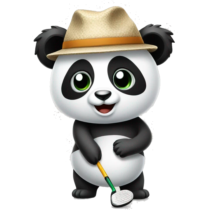 Panda wearing hat playing golf emoji