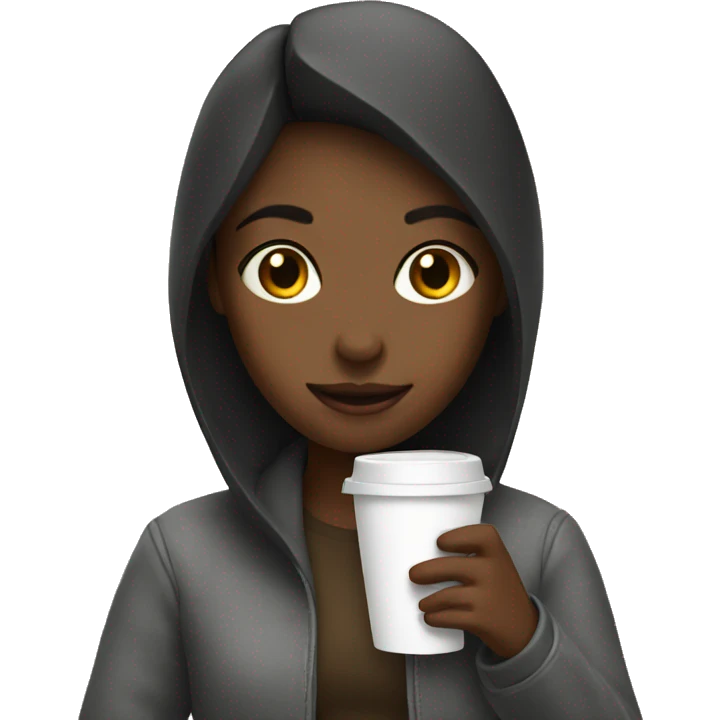 Girl holding a coffee emoji