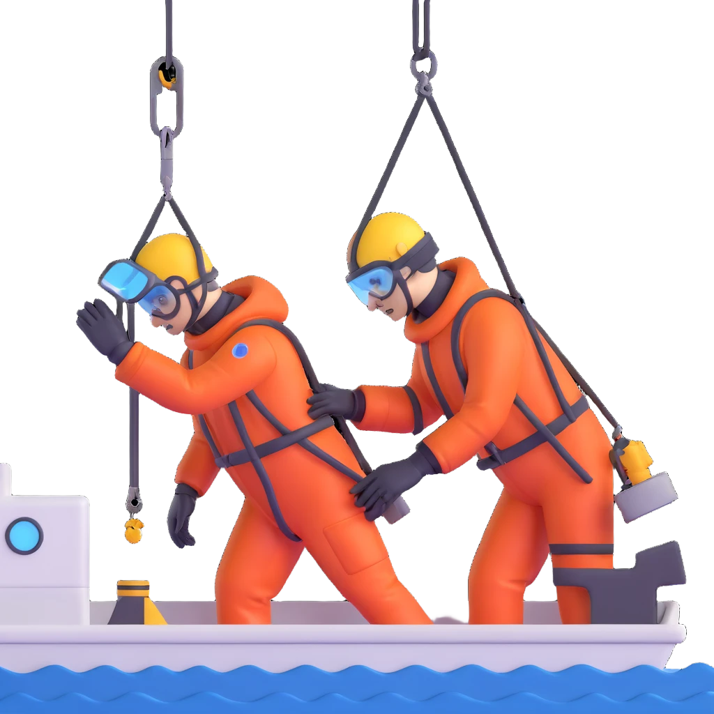 Scientists on Russian research ship using crane to collect ocean floor samples during rough seas emoji