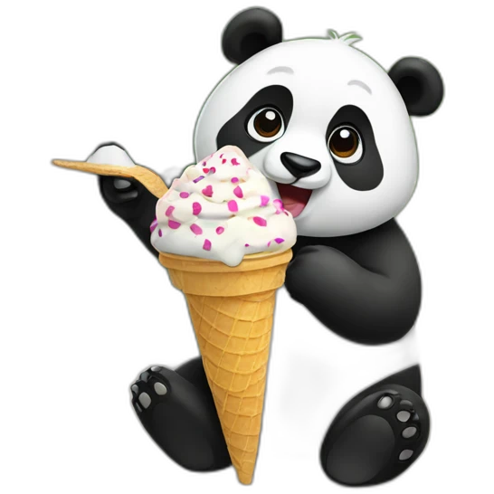 Panda eating ice cream emoji