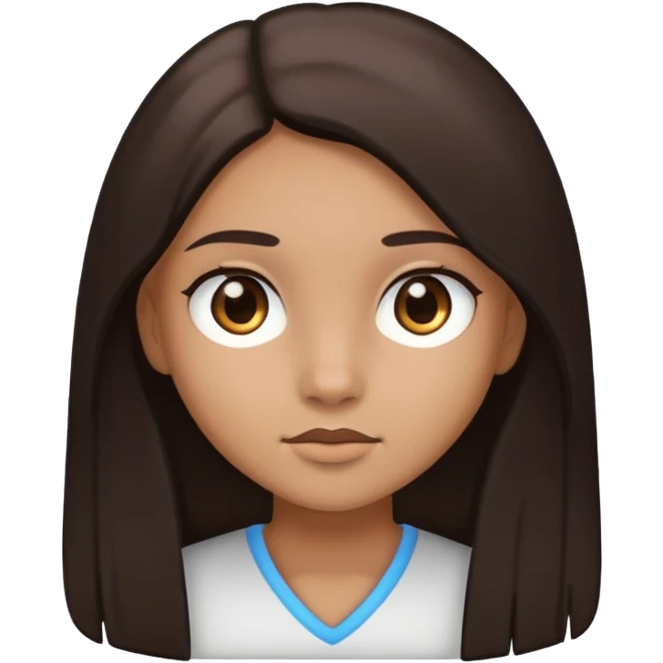 girl with light brown skin, dark eyes and dark straight long hair emoji