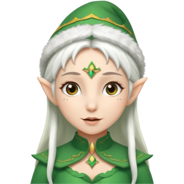 elf girl with elf hat, white hair emoji