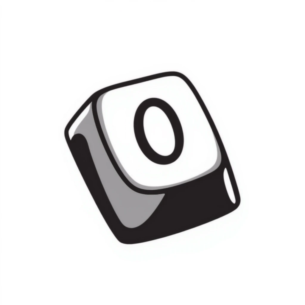 Number 0 keycap, keyboard button with the digit zero emoji