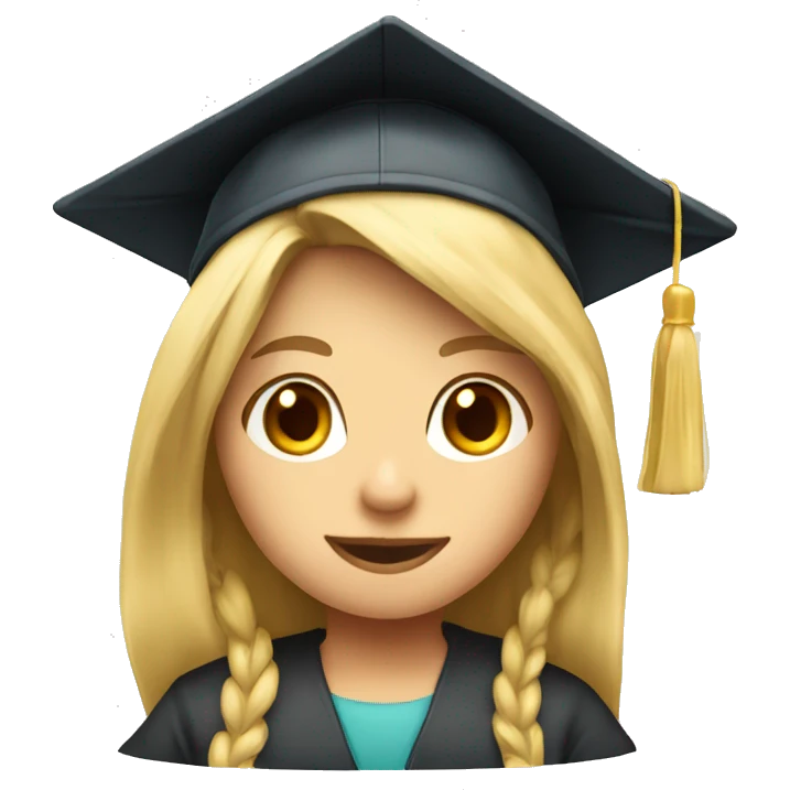 Blonde Long haired Student Girl with Student cap emoji