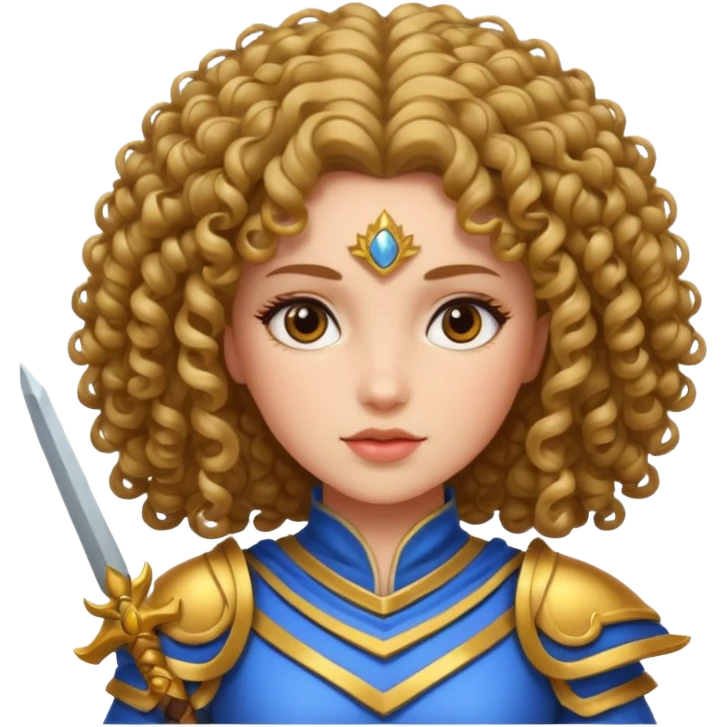 Curly hair princess warrior  emoji