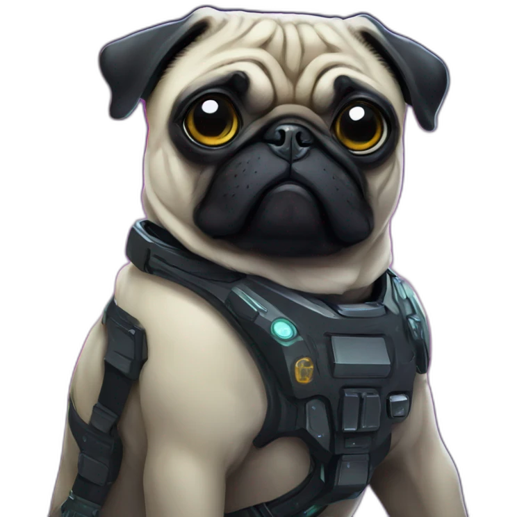 A pug in cyberpunk space emoji
