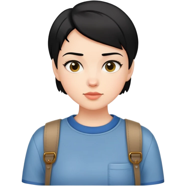 girl with short black hair, dressed in casual boyish outfit emoji