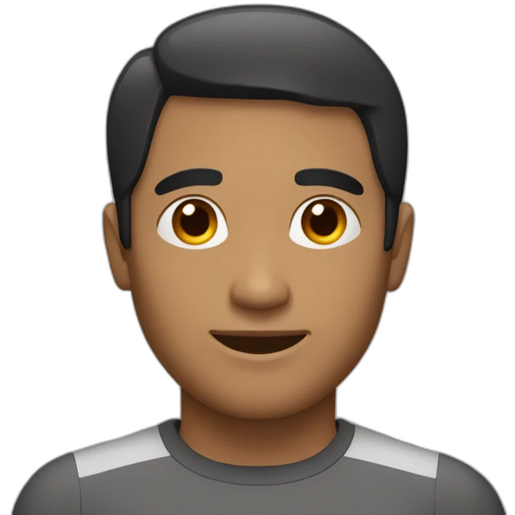 a man with short hair cut and circle header and black hair emoji