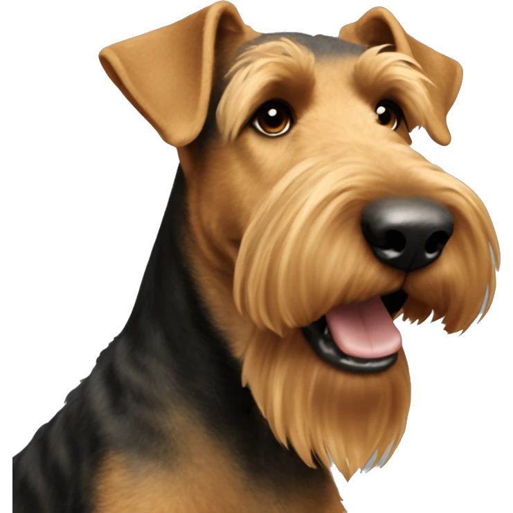 Airedale Terrier tilting head to right side emoji