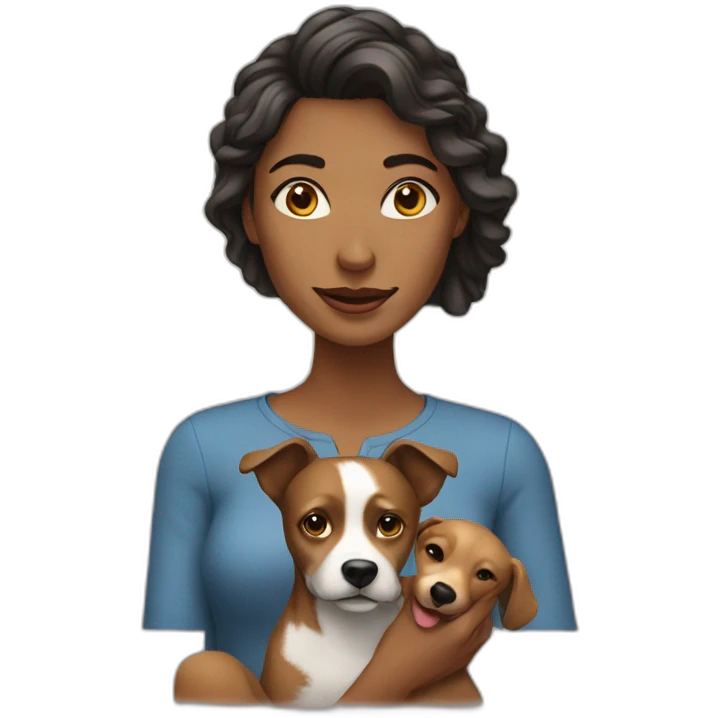 women whith dog emoji