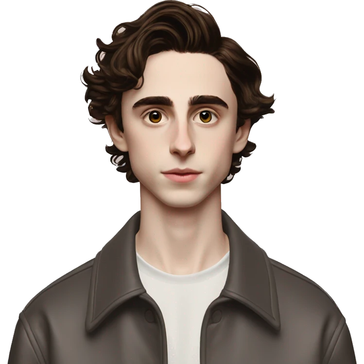 Memoji of Feminine Timothee Chalamet	Androgynous short hair, thrift store fashion	British, actor, artsy	Artsy, philosophical, patient emoji