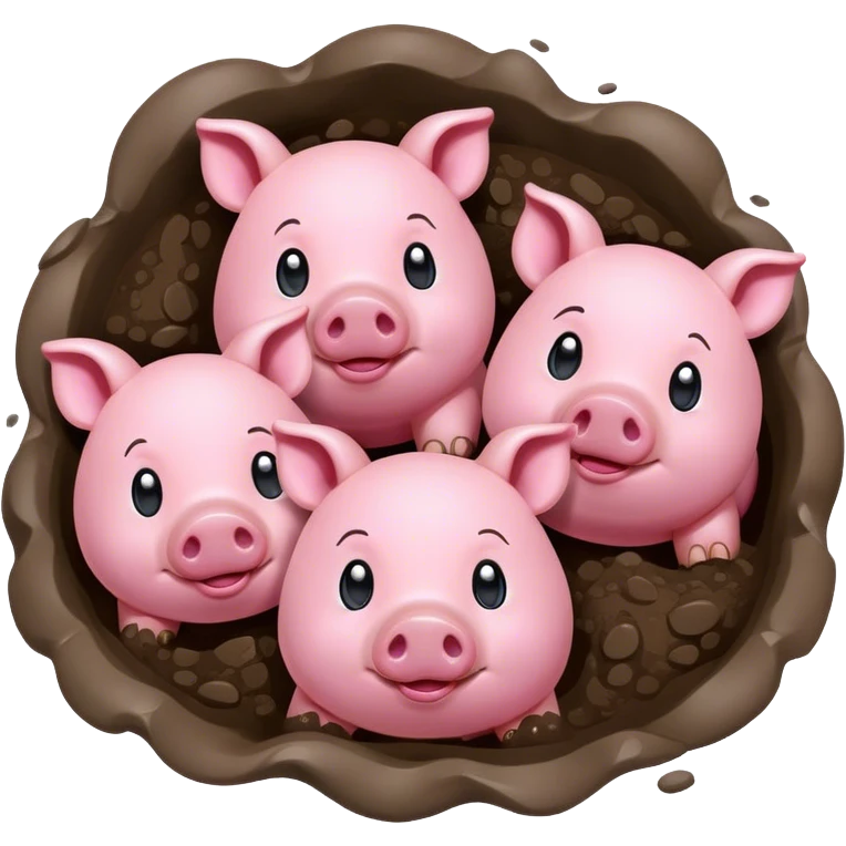 Three piggies rolling around in mud emoji