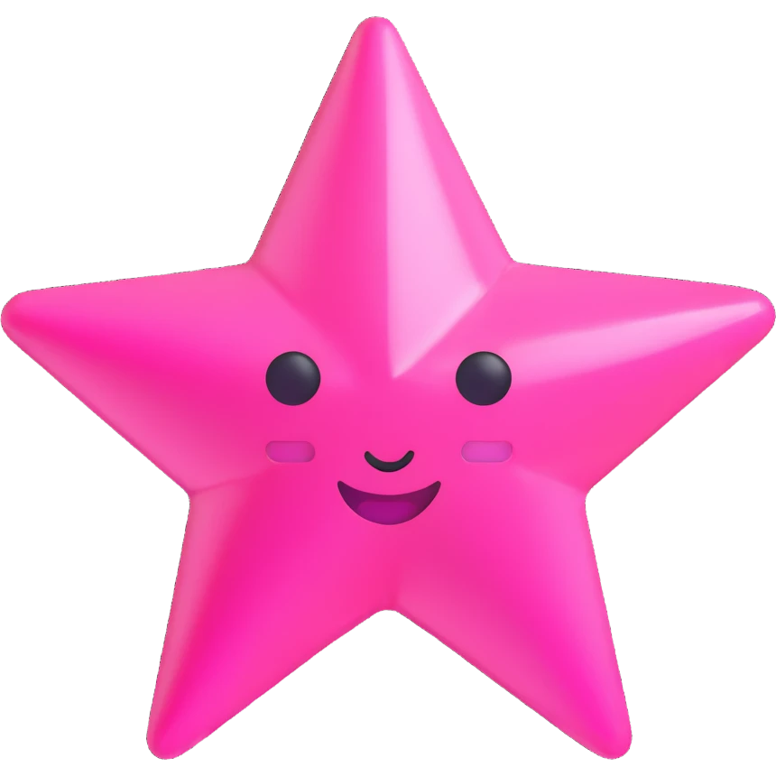 single large glossy vibrant pink star, emoji style emoji
