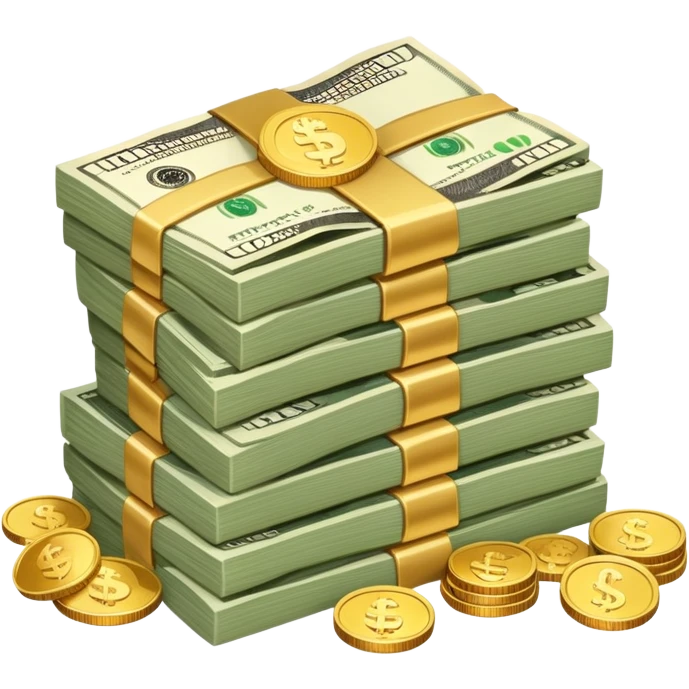 stack of coins and cash emoji