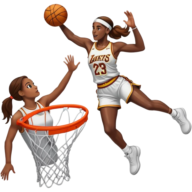 LeBron dunking on girl with brown hair  emoji
