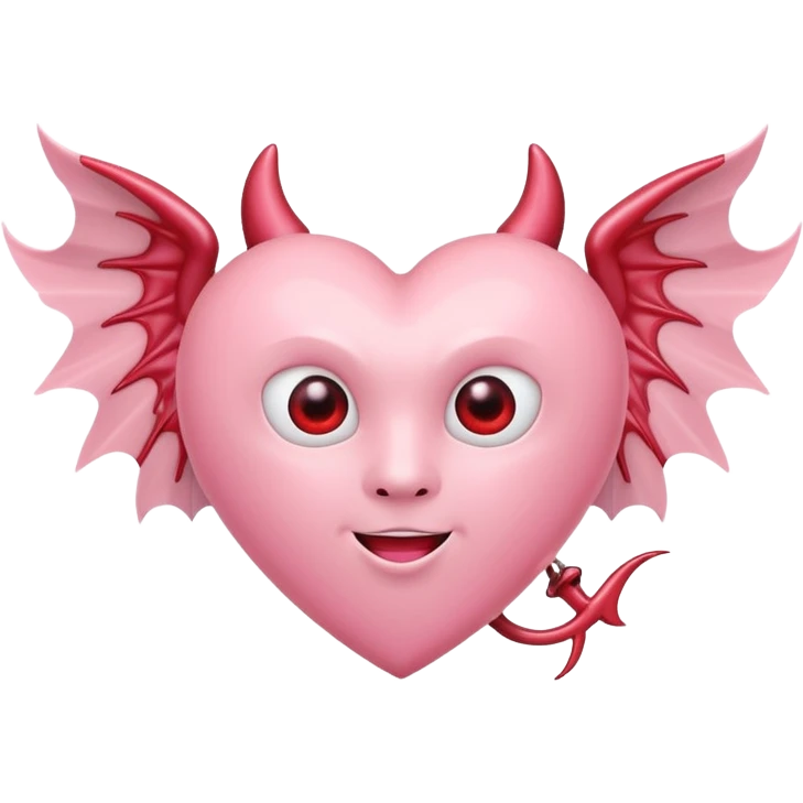 pastel pink heart with devil wings emoji