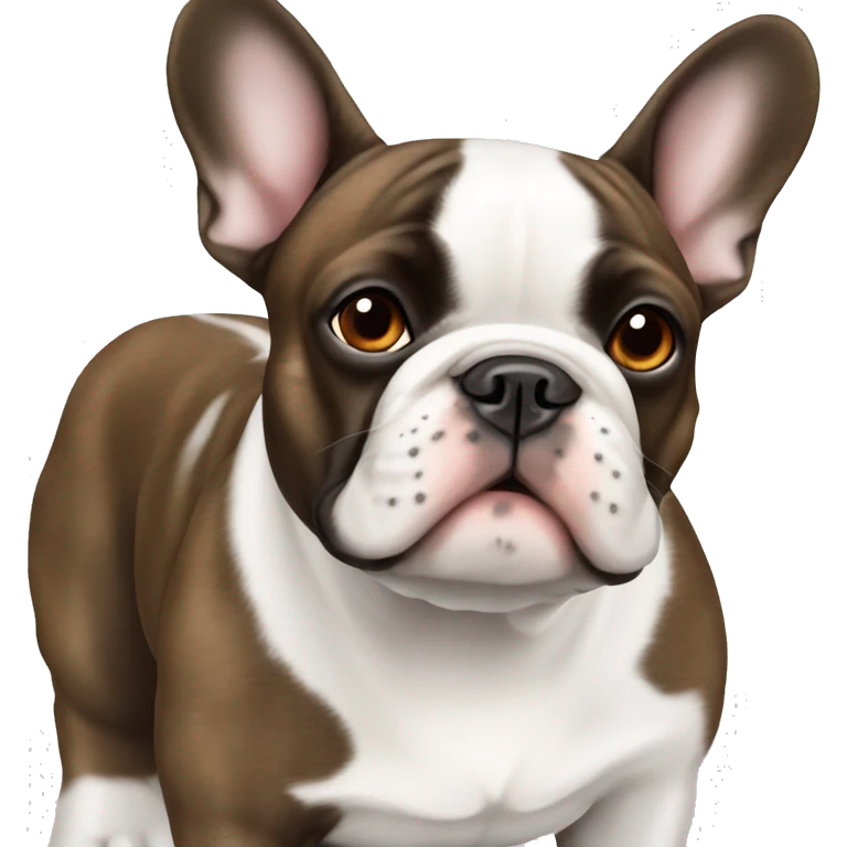 french bulldog white with brown spot on whole ear emoji